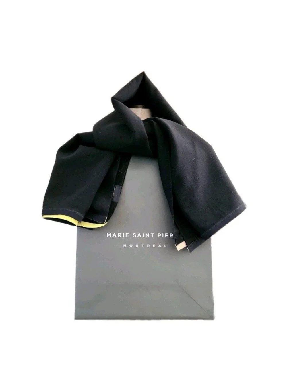 NWOT Maison Marie Saint Pierre Black LARI Silk Chiffon Scarf 35